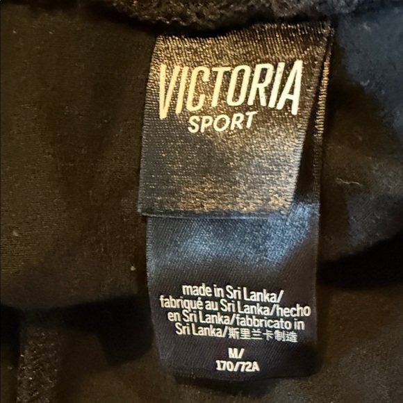 Victoria Secret Sport Black capri Leggings with Ankle ribbon Side Strap detail - Picture 2 of 3